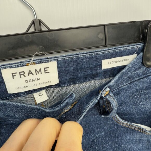 FRAME Le Crop Mini Boot Cropped Boot cut Flared Remsen Blue‎ Denim Jeans Size 25 - Picture 6 of 11
